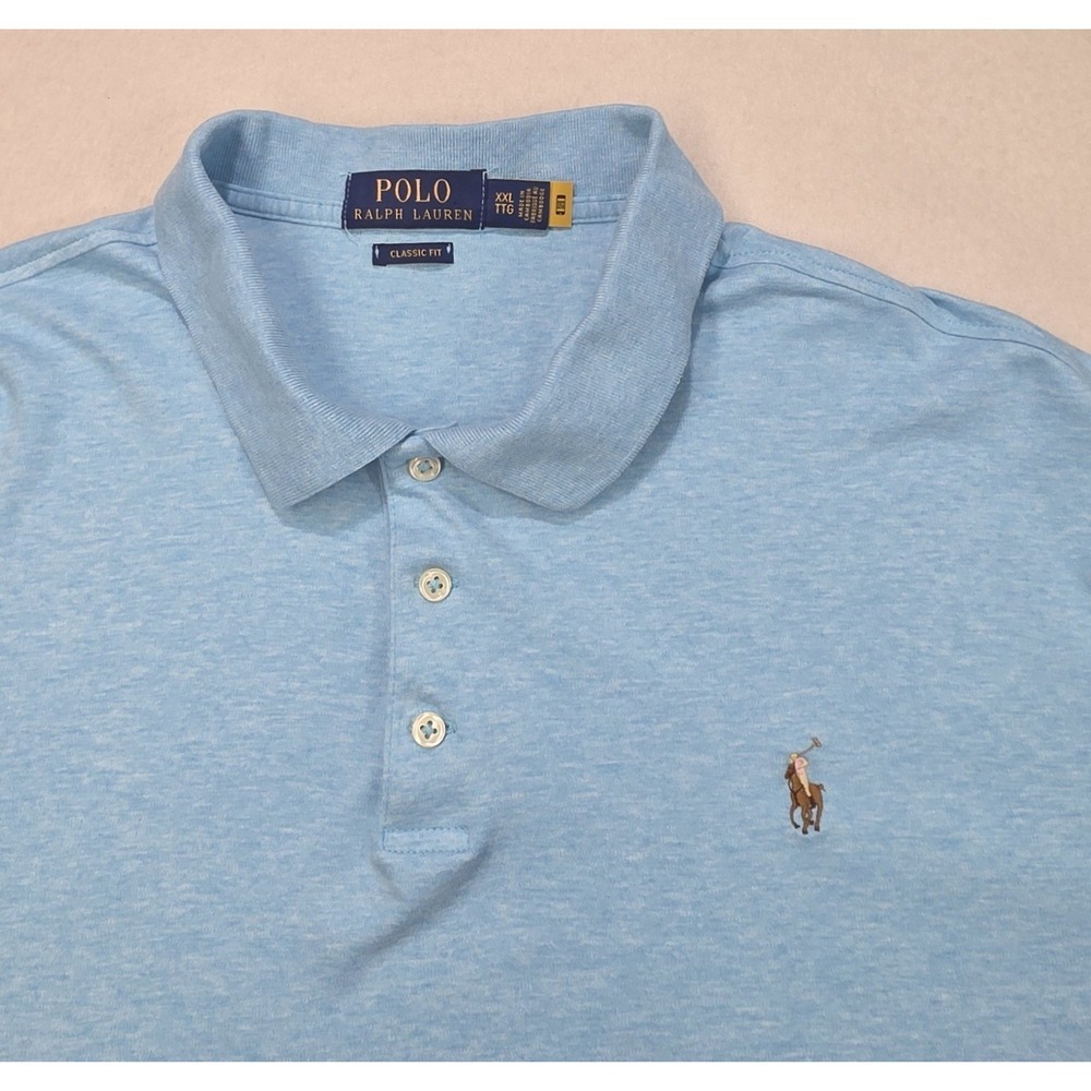 Polo Ralph Lauren Polo Shirt Mens 2XL LIMITED USE Classic‎ Fit Flesh Pony Soft